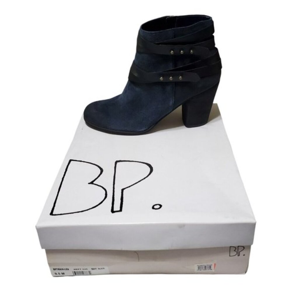 NEW BP Nordstrom Train Wrap Belted‎ Bootie Blue & Black Suede Women's 9.5 M